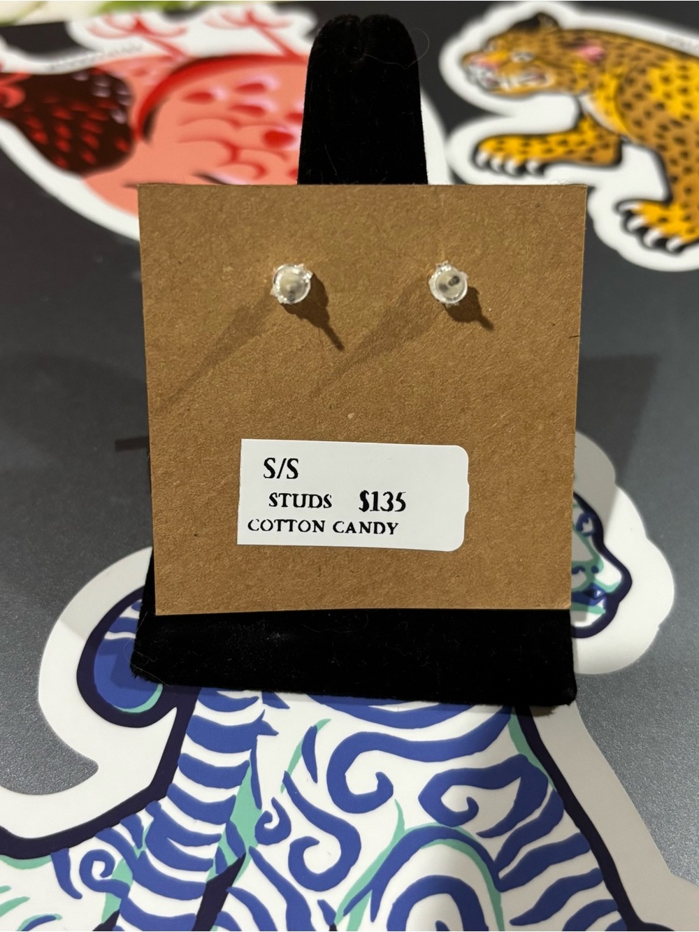 NWT Sterling Silver Turquoise Cotton Candy Rectangular Stud Earrings - Picture 3 of 4